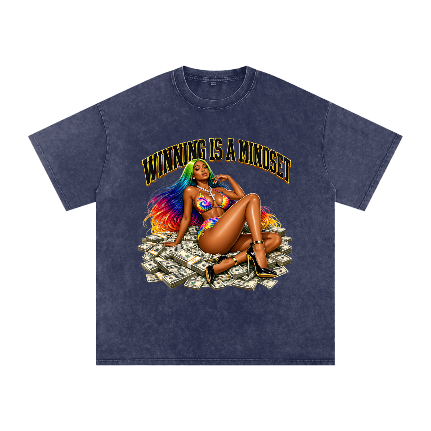 Winning,Mindset,Shirt,Black,Oversized,Navy,Blue,Gray