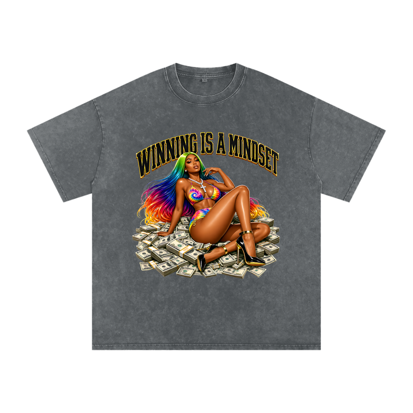 Winning,Mindset,Shirt,Black,Oversized,Navy,Blue,Gray